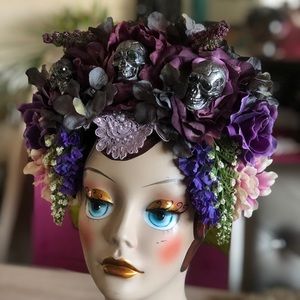 Handmade purple skull costume headdress